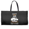 daddy and son not always eye to eye Weekender Totes