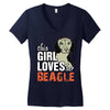 This Girl Loves Her Beagle Women's V-Neck T-Shirt