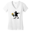 banksy flower Women's V-Neck T-Shirt
