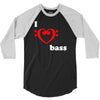 i love heart bass guitar music 3/4 Sleeve Shirt