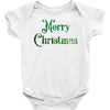 merry christmas green glitter Baby Bodysuit