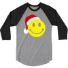 smiley face wears santa hat merry christmas 3/4 Sleeve Shirt