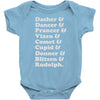 reindeer names Baby Onesie