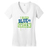 i bleed blue and green Women's V-Neck T-Shirt