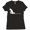 unicorn scooting on the floor Ladies Fitted T-Shirt