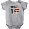 team 10 american flag Baby Onesie