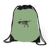t rex skeleton santa claus Drawstring Bags