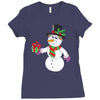 smiling snowman holding out christmas Ladies Fitted T-Shirt