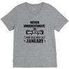never underestimate an old man who was born in january V-Neck Tee