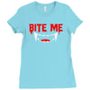 bite me halloween vampire teeth Ladies Fitted T-Shirt