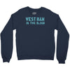 west ham in the blood retro style new Crewneck Sweatshirt