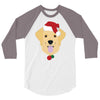 golden retriever dog with red santa's hat 3/4 Sleeve Shirt