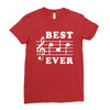Best Dad Ever Funny Music Note Ladies Fitted T-Shirt