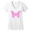 breast cancer butterfly Women's V-Neck T-Shirt