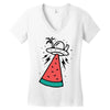 summer alien invasion bright color Women's V-Neck T-Shirt
