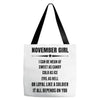 Super November Girl Tote Bags