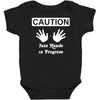 caution! jazz handsfunny jazz dance comic boogie camp trumpet Baby Bodysuit