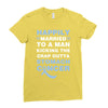 happily married to a man kicking the crap outta stomach cancer Ladies Fitted T-Shirt