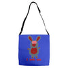 i love you bunny hare rabbit cupid couple kiss fun Adjustable Strap Totes