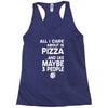 care about pizza and 3 people girls Racerback Tank