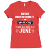 never underestimate an old man who was born in june Ladies Fitted T-Shirt
