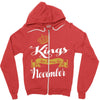 kings are born in november Zipper Hoodie