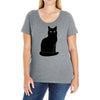 black cat Ladies Curvy T-Shirt