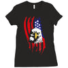 american eagle usa flag head Ladies Fitted T-Shirt