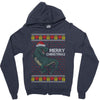 ugly dinosaur merry christmas Zipper Hoodie