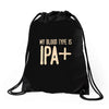my blood type is ipa+ Drawstring Bags