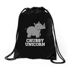 chubby unicorn rhino Drawstring Bags