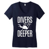 ow divers do it deeper Women's V-Neck T-Shirt
