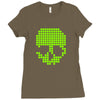 skull pixels t shirt cool funny Ladies Fitted T-Shirt