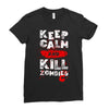Keep Calm And Kill Zombies Ladies Fitted T-Shirt