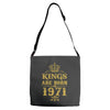 kings are born in 1971 Adjustable Strap Totes