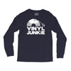vinyl junkie white logo Long Sleeve Shirts