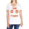 stop staring at my pumpkin Ladies Curvy T-Shirt
