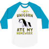 my unicorn ate my homework 3/4 Sleeve Shirt
