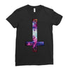 inverted galaxy cross funny  religion banter space fashion new Ladies Fitted T-Shirt