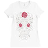 rose sugar skull Ladies Fitted T-Shirt