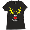 reindeer face novelty christmas Ladies Fitted T-Shirt