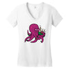 purple octopus playing the bagpipes Women's V-Neck T-Shirt