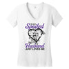 i'm not spoiled my husband just loves me Women's V-Neck T-Shirt