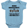 never underestimate an old man who was born in august Baby Onesie