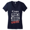 gsus saves chord Women's V-Neck T-Shirt