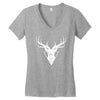deer head vector white logo Women's V-Neck T-Shirt