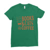 books and cats and coffee Ladies Fitted T-Shirt