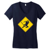 ninja crossing sign Women's V-Neck T-Shirt