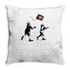 banksy kids play t.v. ball Throw Pillow
