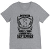 Never Underestimate Dog Rescuer Who Was Born September V-Neck Tee